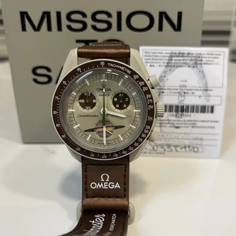 Omega x Swatch “Mission to Saturn” Beige Dial Men's Watch- S033T100